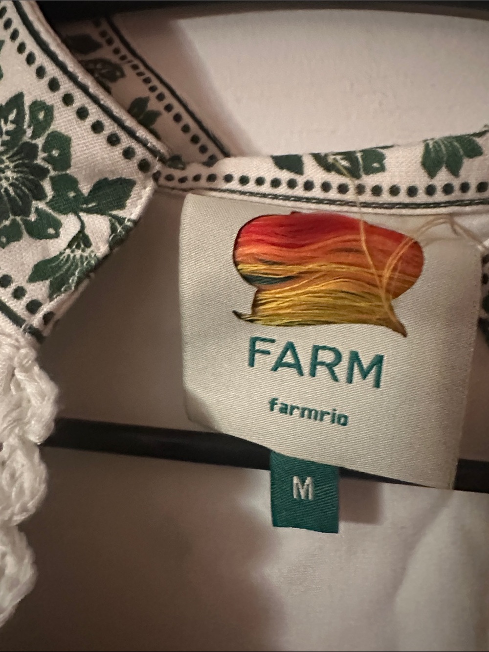 FARM Rio White Maxi Dress with Dark Green Floral Embroidery - Picture 2 of 4
